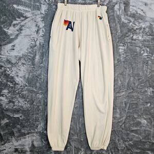 Aviator Nation Sweatpants Womens XXL Cream Athleisure Preppy Workout Cozy